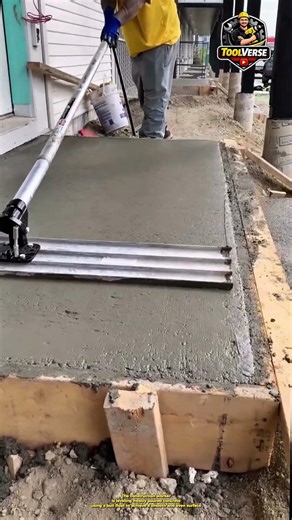 Concrete Finishing Process Using a Bull Float | Smooth and Level Concrete Surface #constructionwork