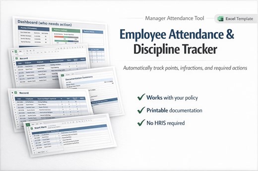 Employee Attendance Tracker Excel Template | Attendance Point System | Employee Write up Documentation | HR Discipline Log - Etsy