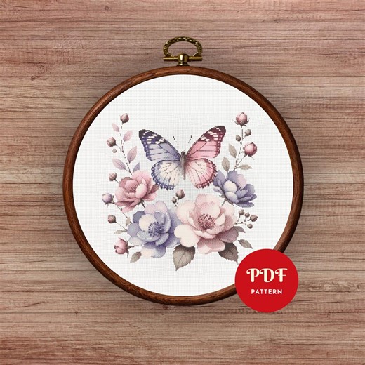Butterfly Floral Cross Stitch Pattern PDF, 3D Flower Design (pattern Keeper Compatible, Instant Download) - Etsy