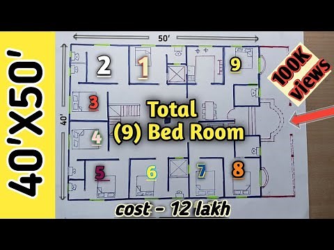 10 Bed Room House Plan 40'×50' 💪 | 40'*50' ghar ka naksha | 10 Kamra ka Ghar | Er. ajendra designer