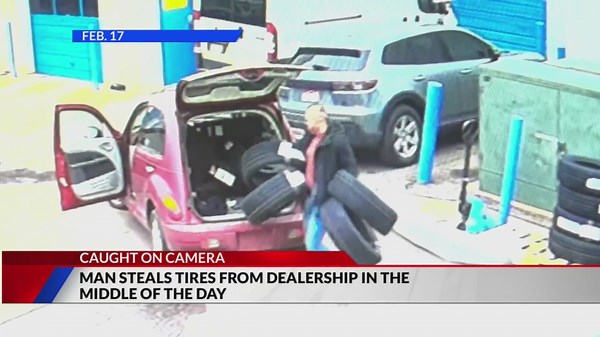 Denver car dealership victim of daytime tire theft