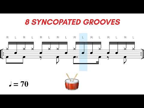 8 Syncopated Sixteenth Note Grooves to Practise Sight Reading | Play-Along Drum Sheet Music