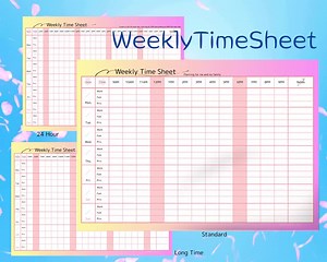 Weekly Time Sheet Printable – Pink A4 PDF, 3 Layouts, Work & Family Planner - Etsy UK