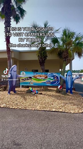 Swim on in today for our Tidal Wave of Savings Event! #camping #rvlifestyle #roadtrip #rving #sharks #surfing | Campers Inn RV