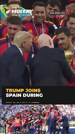 Trump presents FIFA World Cup trophy as Spain beat Argentina in final | #shorts