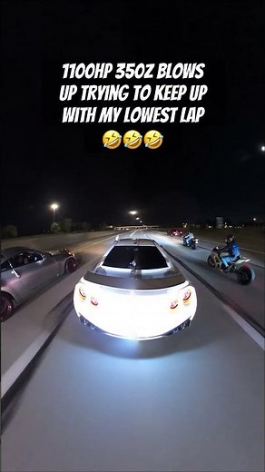 1100hp 350z Blows Up trying to keep up with me on my lowest Map 🤣🤣🤣••••#gtr #r #nissan #jdm