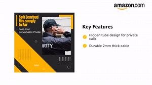 Retevis RB48 Walkie Talkies Headset with Mic 1 Pin 2.5mm, Compatible RB48 RB48 Plus RB48 Pro RT49 RT49B RT49P Two Way Radio, Acoustic Tube Two Way Radio Headset(4 Pack)