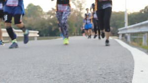 Download Blurred video Group of people running. for free