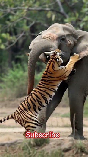 tiger Vs elephant 🐘🐅 fighting scene #viral sorts