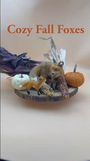 Needle Felted Red Fox & Baby Fox | Thanksgiving Felt Art