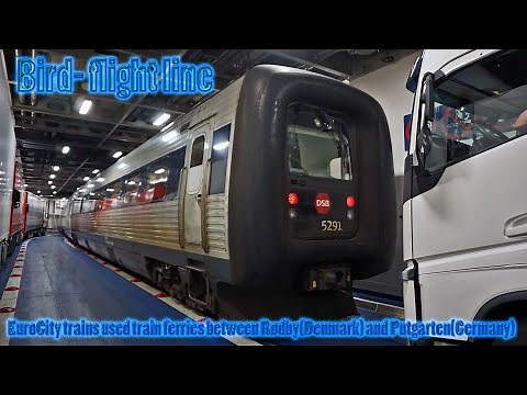 Bird-flight line / Train ferry between Denmark and Germany.