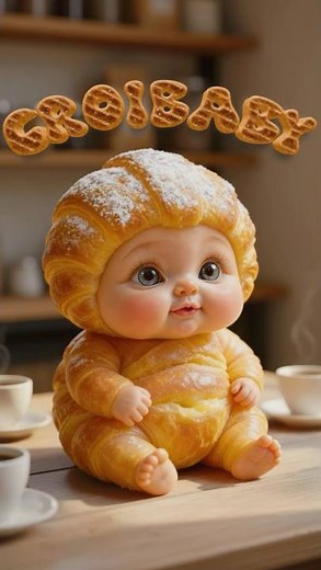 ASMR | Croissant Baby Enjoys a Cozy Cafe Morning 🥐👶 Soft Baby Sounds & Cute Reactions #asmr