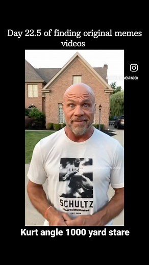 ORIGINAL MEMES FINDER 🅂🄾🄽 on Instagram: "Meme history - The “Kurt Angle 1,000-Yard Stare,” also known as “Bald Guy Staring,” “Kurt Angle Staring,” or “Kurt Angle Thousand-Yard Stare,” originated from a video featuring professional wrestler Kurt Angle staring into the camera with an intense expression, reminiscent of the “Thousand-Yard Stare” meme. The meme gained popularity on TikTok in late 2023, where users paired the video with distressing or creepy captions. It quickly spread across vario
