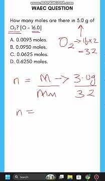 Calculating Moles of Oxygen | WAEC Chemistry 2023 Question 13