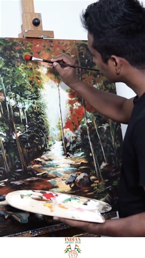 Nature on Canvas 🎨🌿 | Beautiful Scenery art #SceneryPainting #NatureArt #ArtReels #IndianArtist