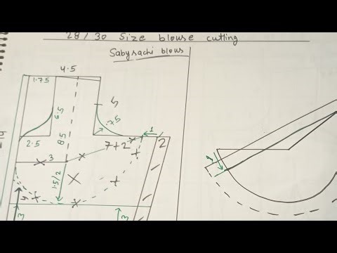 30 size sabyasachi blouse cutting tutorial || 28 size सब्यसाची ब्लाउज कटिंग करना सीखे live वीडियो