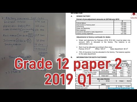 Grade 12 Accounting Term 2 : Paper 2 Cost Accounting revision Q1 2019