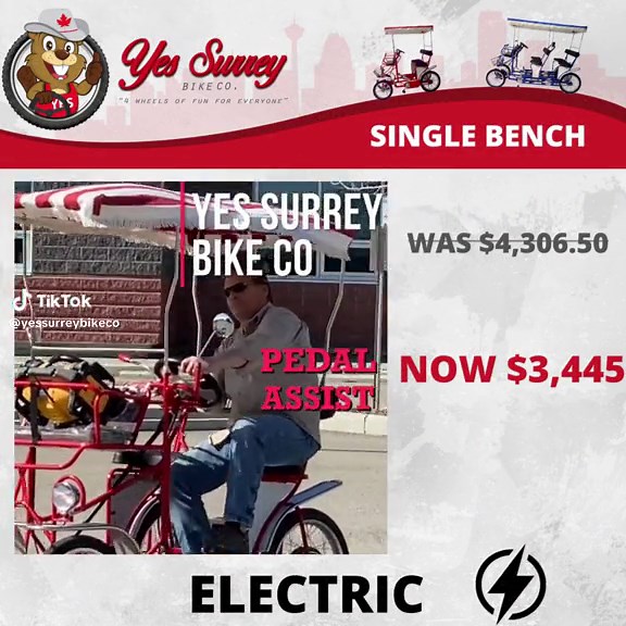 Check Out Yes Surrey Pedal Assist Bikes now on Sale while stock is available!! Sale Ends September 30th #cycling #cyclinglife #cyclingpics #CyclingCommunity #cyclingevent #cyclingstyle #cyclinglifestyle #campsite #campsites #campsitefun #campsiteessentials #CampsiteAdventures #campsiteviews #campsiteview #campsite_ec #campsiteswithbenefits #sale #sale #salé #SaleAlert #sales #salesalesale #electricbike #electricbikelife #electricbikecompany #couplecycling