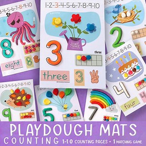 Counting and Numbers Play Dough Mats Printable Preschool Activities Fine Motor Skills Numbers 1-10 Play Doh Mat Montessori Toddler Activity - Etsy