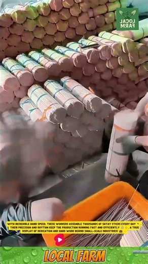 **Skillful Workers at a Satay Skewer Factory! 🔥💪** #workerwisdom #innovation #hardwork