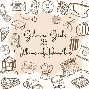 25 Hand-drawn Gilmore Girls Doodle Clipart Icons Whimsical Line Drawing Bundle for Party Invites, Stationery, and Favors- SVG and PNG - Etsy