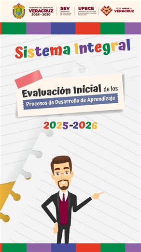 La SEV, a través de la UPECE, desarrolla la Evaluación Inicial de los Procesos de Desarrollo de Aprendizaje 2025–2026, en apego al Plan de Estudio 2022 y a la Nueva Escuela Mexicana. 📚 Se aplicará del 24 de septiembre al 3 de octubre. El material impreso será entregado a los directores de las escuelas muestra en las delegaciones regionales, mientras que la versión digital estará disponible para todos los planteles. 🌐 www.sev.gob.mx/upece/?p=4596 #EvaluaciónInicial #EducaciónVeracruz #NuevaEscu