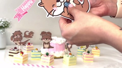 Otter Cake Topper – Cute Sea Otter Birthday Party Decorations for Kids, Baby Shower, Ocean and Under the Sea Theme Supplies