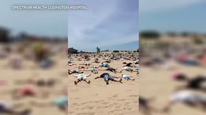 SAND ANGELS RECORD! Ludington in western Michigan has broken a mark set by the Guinness World Records for the most people simultaneously making sand angels at a beach.: http://abc7.ws/2rinZwa | ABC 7 Chicago
