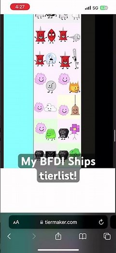 My BFDI Ships tierlist!