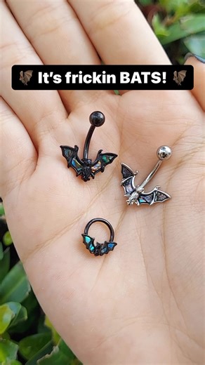 1.4K views · 56 reactions | Are you ready for Halloween? Don’t let it creep up on you! These beautiful bat pieces are available now on our site! The hinged hoop can be used anywhere, whether you want it in your ear or your septum, this versatile jewelry is for everyone! #halloweenjewelry #bellyrings #navelrings #bellybuttonpiercing #hoopjewelry #septumrings #cartilageearrings #bats #batjewelry #batcostume #halloweencostumeideas | BodyJewelry.com | Facebook