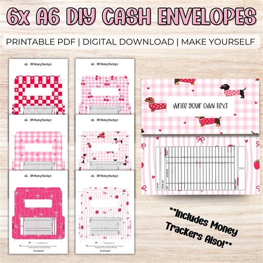 Printable Cash Envelopes With Tracker Valentines | 6x DIY Budget Binder Wallets | Money in & Out Tracker | Cash Stuffing Printable PDF - Etsy
