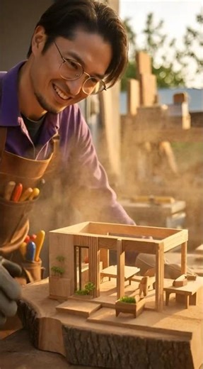 Crafting a Beautiful Wooden Room Model from Scratch | Handmade Miniature Build #ai #room #crafts