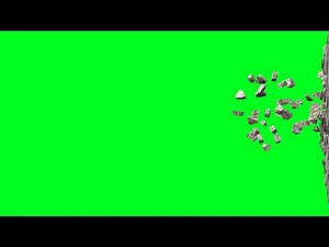 Green Screen side wall crack break smash collapse effect Bricks falling overlay