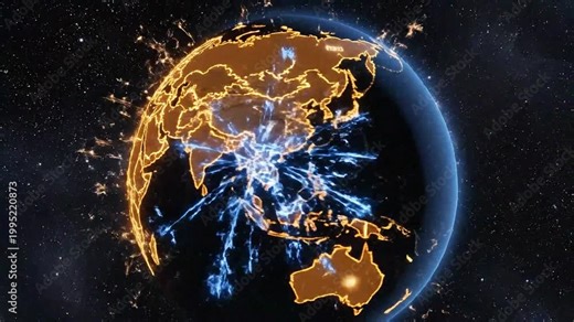 Global geopolitics conflict map shows interconnected world network