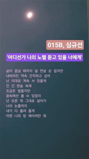 015B, 심규선 - 어디선가 나의 노랠 듣고 있을 너에게 / 🥯분당노엘베이글