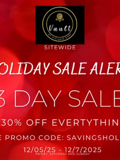 WWW.VAULTBYVICTORIAROSE.COM 30% OFF HOLIDAY SALE 3 DAY SALE DECEMBER 5 -DECEMBER 7 #pre-ownedclothes #secodhanddesignerclothes #secondhanddesigner #designerclothesforwomen #affordableclothes #stretchyourstyle #stretchyourdollar #upcycleclothing #budgetclothing #affordablefashion #thriftclothes #www.vaultbyvictoriarose.com #prelovedclothing #prelovedclothes #vaultbyvictoriarose #usedclothes #budgetfashionista #usedclothing #budgetfashionfinds #onlinethriftshop #THRIFT #THRIFTING #THRIFTED #SALES 