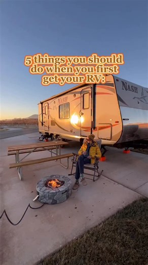 5 things you absolutely should do when you first get an RV 👇 ✨1. Change the locks: there are so many options out there for this, my RV door locks are from the brand RV Lock and they’ve been great! I found the storage compartment locks on Amazon! The traditional locks that come on RVs are pretty universal, so changing the locks is so important. ✨2. Go to a CAT scale: yes you will generally know what your rig weights based off manufacturer numbers, but that’s empty. Load it with what you plan to 