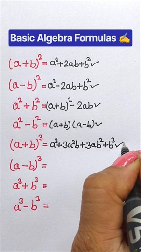 💥Basic Algebra Formulas ✍️. ✨Math's Formulas 😎 #maths #formula #shorts #ytshorts #mathtips