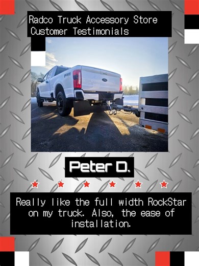 Radco Truck Accessories on Instagram: "⭐ Customer Spotlight ⭐ Peter gave his truck a little extra attitude with Rockstar Full-Width Mud Flaps 💪🚚 “Looks great and easy to install.” Proof that tough upgrades don’t have to be a headache. Thanks for sharing the install, Peter! #CustomerSpotlight #RockstarMudFlaps #TruckUpgrade #BuiltTough #EasyInstall #TruckLife #WorkTruck #MudFlaps #Radco"