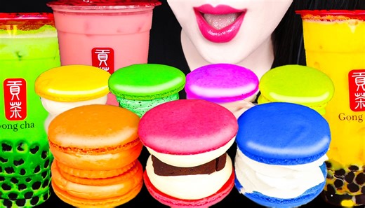 Jane ASMR BUBBLE TEA, RAINBOW MACARON EATING