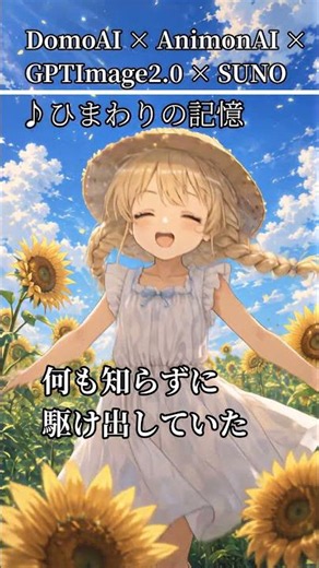 【AIでMV動画を作る】DOMOAIとSUNOで作るミュージックビデオ ひまわりの記憶 #domoai #sunoai #gptimage2 #animonai