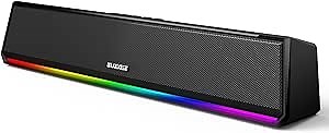 Bluedee Computer Speakers for Desktop PC, Bluetooth 5.3 PC Speakers with Dynamic RGB Light, Wired USB Plug & Play Computer Sound Bar, USB/Type-C Powered Gaming Speakers for Desktop, Laptops, Tablet