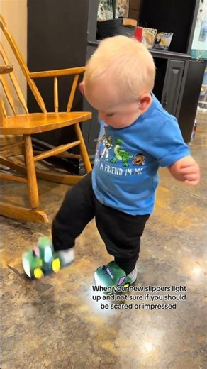 Confused or Impressed? Toddler Meets Headlight Shoes #BabyReaction #Shorts