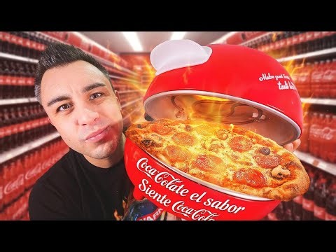 I'm trying out the Coca-Cola pizza machine!