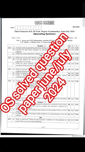 os solved question paper || vtu scheme valuation || BCS303