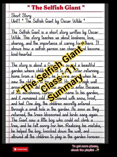 The Selfish Giant Summary Class 11 | Short Story Unit 1 | Compulsory English Class 11 |#neb#class11