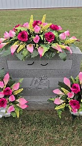 This Headstone Saddle and Cemetery Cone Set Has Silk Grave Flowers Including Beauty Pink Calla Lilies and Roses. - Etsy