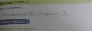 If the simplest form of \sqrt{112} is a\sqrt{b}, then a   b is?... | Filo