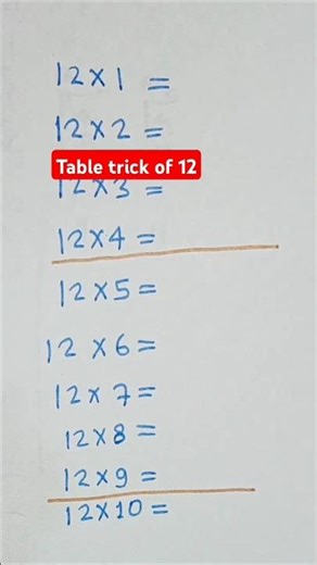 table trick of 12 /How to remember table of 12 #maths #table #easy #trick
