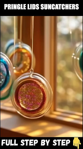 Pringle Lids Suncatchers Materials: Clear Pringles can lids Clear school glue Sequins Full STEP BY STEP in First (C.o.ʍ.m.е.ո.τ) 👇 Enjoy ❤️👇👇 | Homemade Recipes